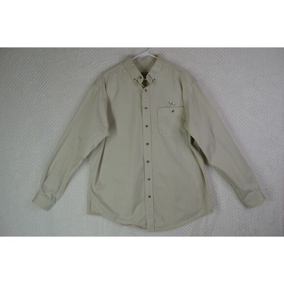 Creekwood Men's XL Tall Khaki Button Down Heavyweight Duck Logo Shirt - Picture 1 of 14